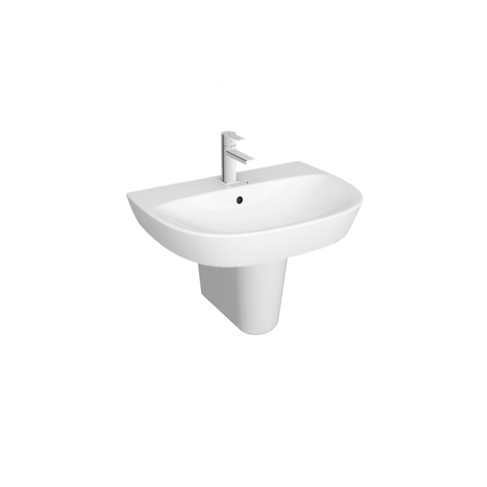Product cut out image of VitrA Zentrum 650mm Basin with Semi Pedestal 7275L0030001 and 7292L0037200